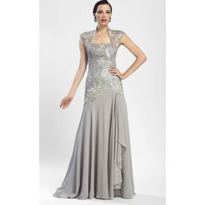 Sue Wong 2 Platinum Beaded Formal Gown W3532 NWT